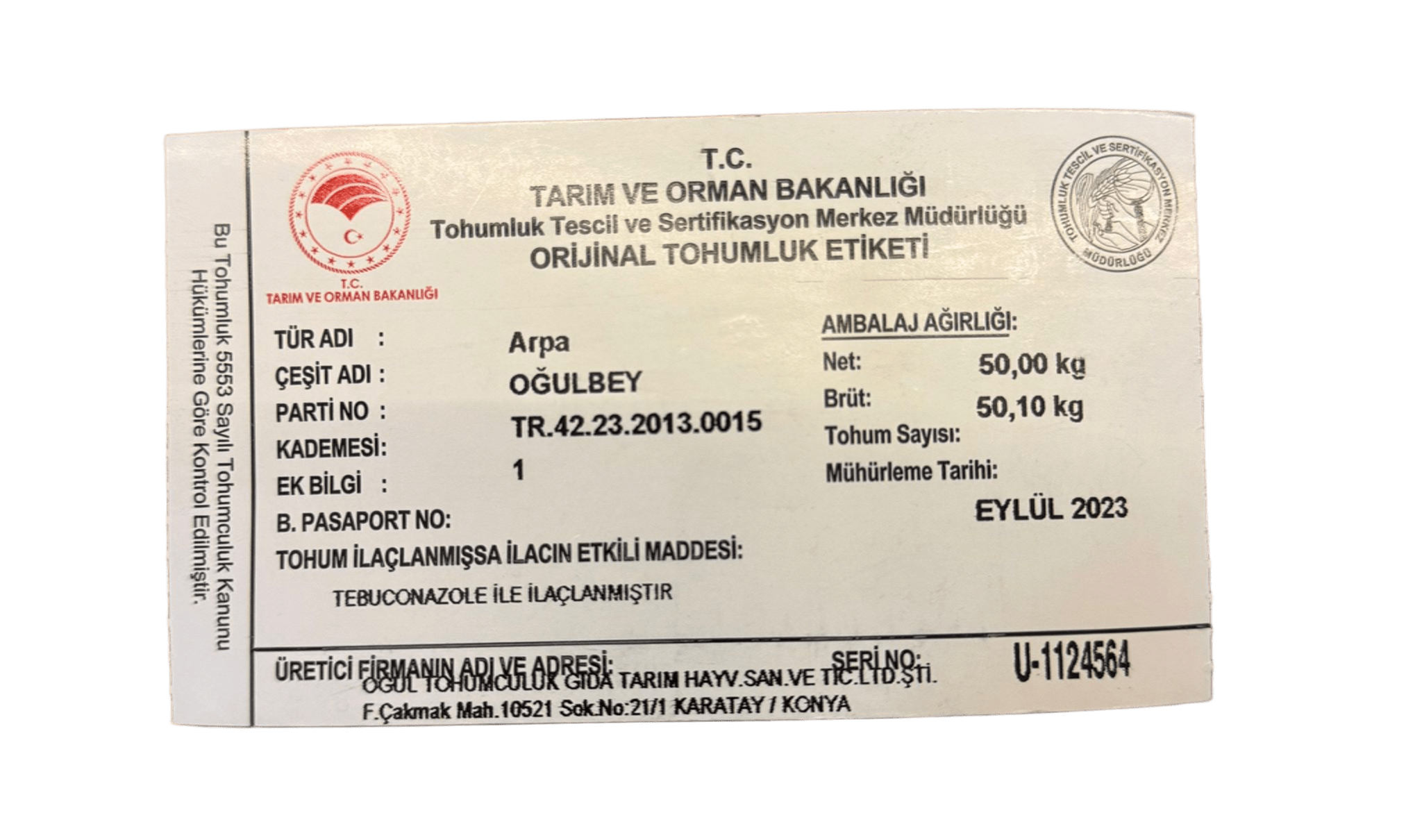 Oğulbey Arpa Tohumu